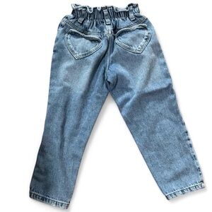 Zara Viral Heart Pocket Jeans Girls Size 6 Paperbag Waist Denim